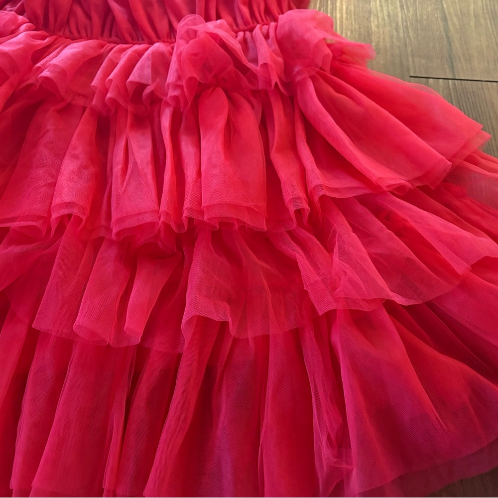 Altar'd State Strapless Red Tiered Tulle Mini Dress - Picture 3 of 6